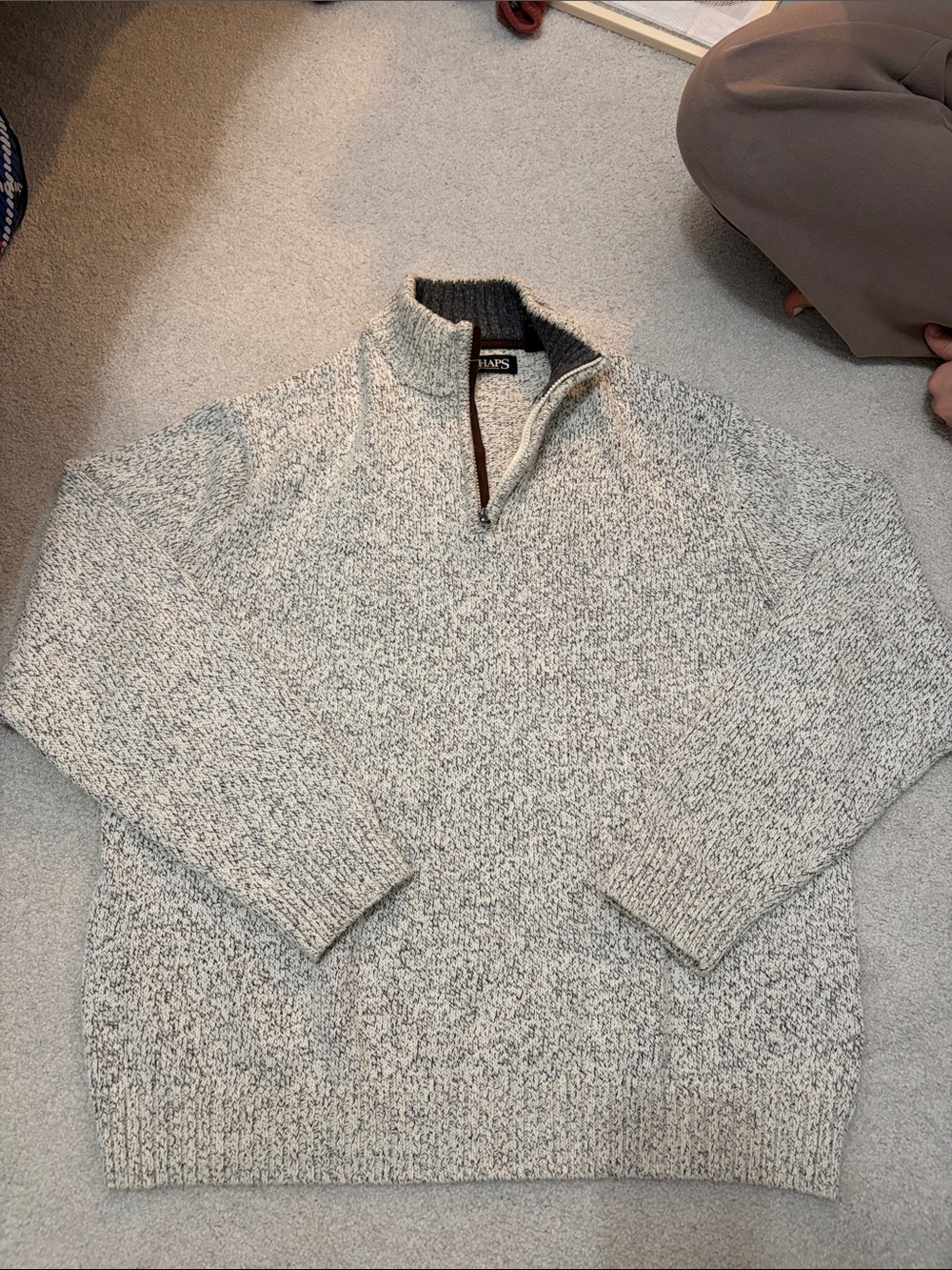 Men's Marled Half-Zip Sweater in Light Gray
